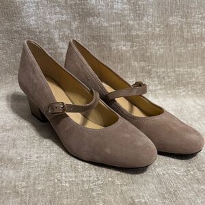 Trotters Taupe Suede Mary Jane Heels